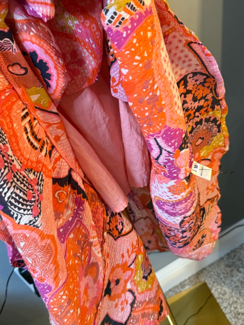 Banjanan Pink & Orange Floral Smocked Dress - M - Picture 14 of 16